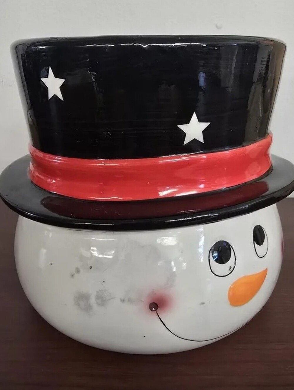 Rare Holiday Snowman Vase Vintage 2009 Edible Arrangements Planter Pot